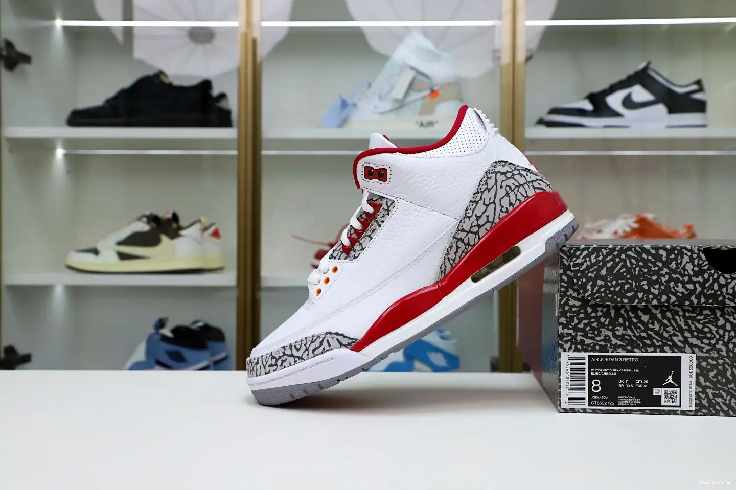 Cardinal  Red(CT8532-126） Air Jordan Retro 3 Kimikick 0627